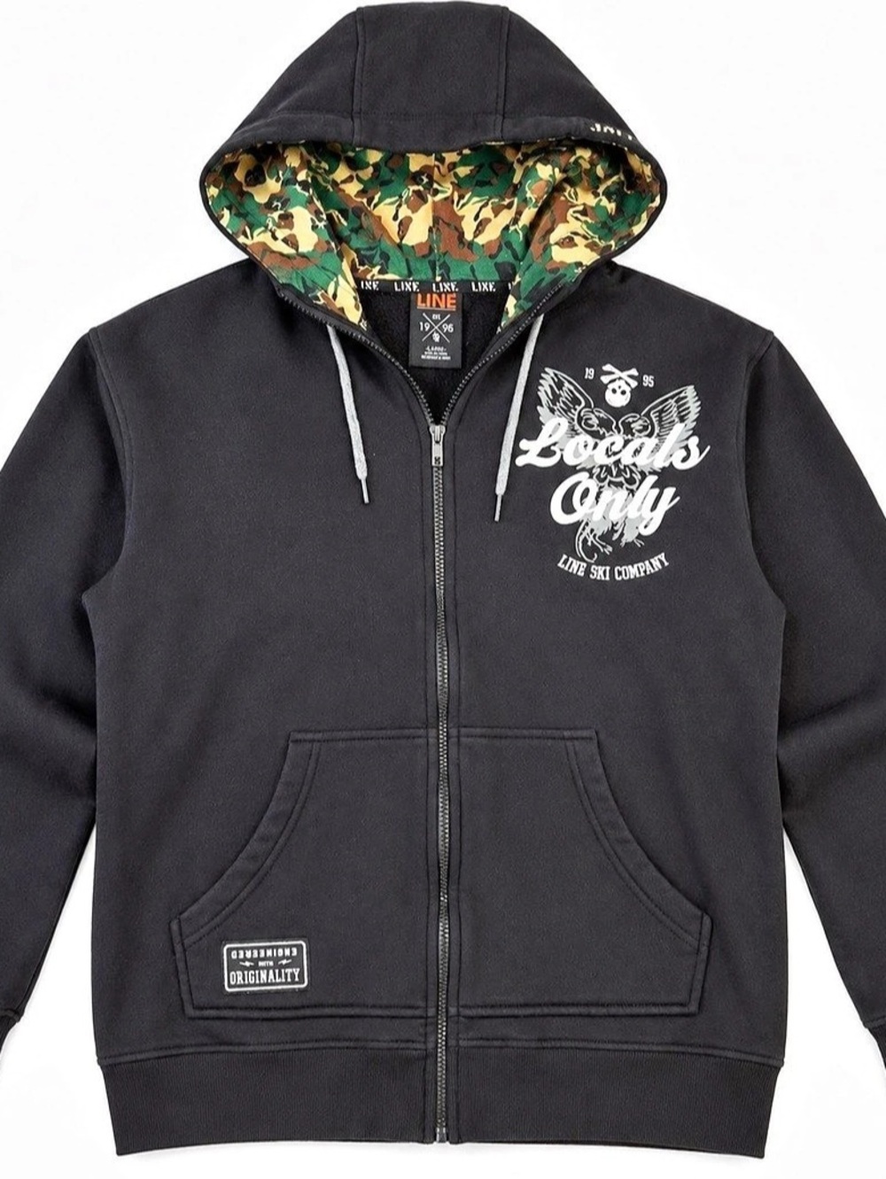 Line 9 Camo Lined Zip Hoodie Size Large